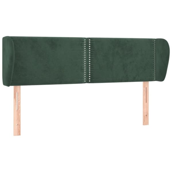 vidaXL sengegavl med kanter 147x23x78/88 cm fløjl mørkegrøn