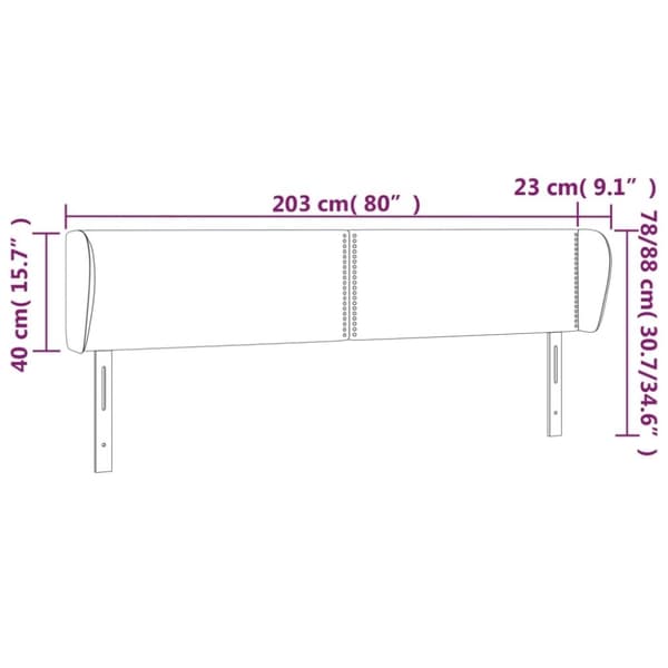 vidaXL sengegavl med kanter 203x23x78/88 cm fløjl mørkegrøn