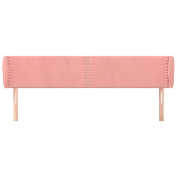 vidaXL sengegavl med kanter 183x23x78/88 cm fløjl lyserød