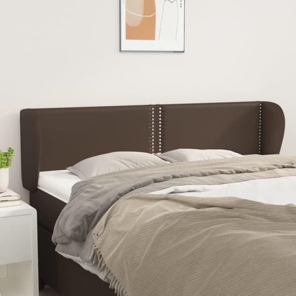 vidaXL sengegavl med kanter 147x23x78/88 cm kunstlæder brun