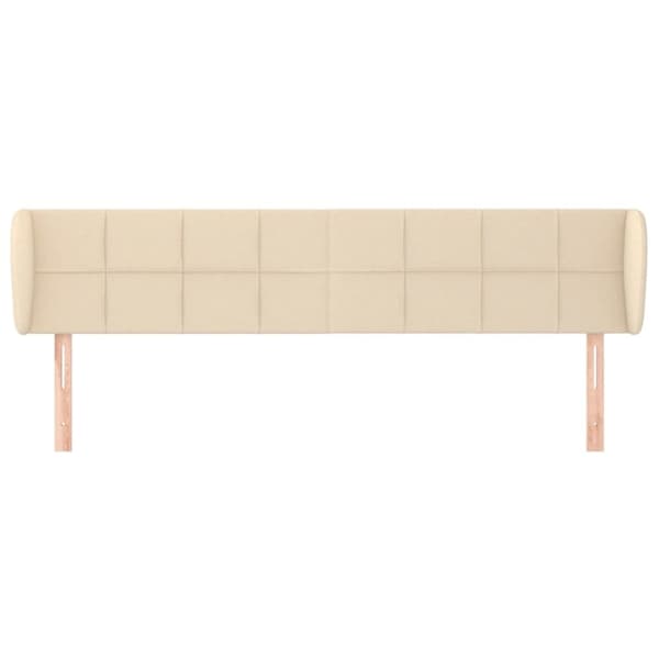 vidaXL sengegavl med kanter 203x23x78/88 cm stof cremefarvet
