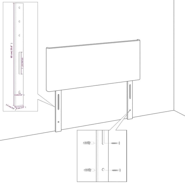 vidaXL sengegavl med kanter 203x23x78/88 cm stof cremefarvet