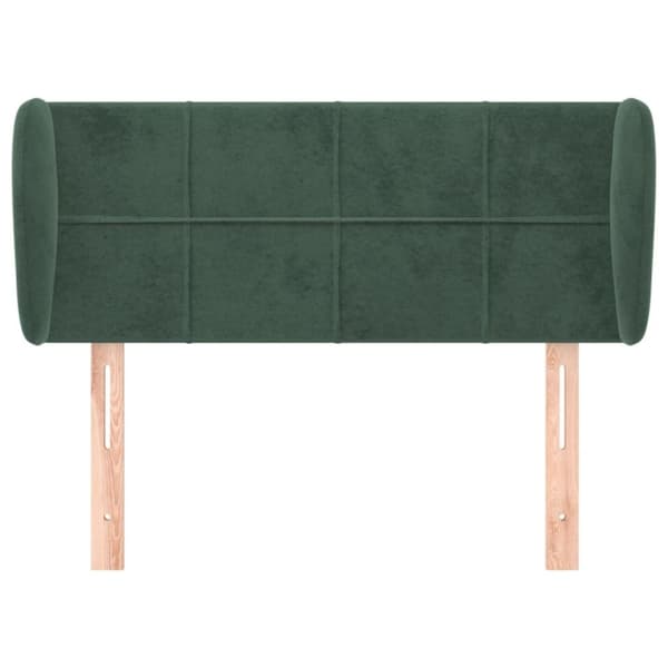 vidaXL sengegavl med kanter 83x23x78/88 cm fløjl mørkegrøn