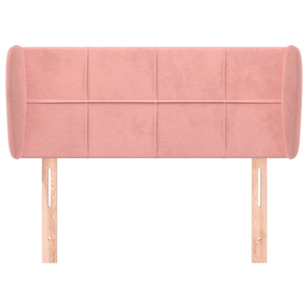 vidaXL sengegavl med kanter 93x23x78/88 cm fløjl lyserød
