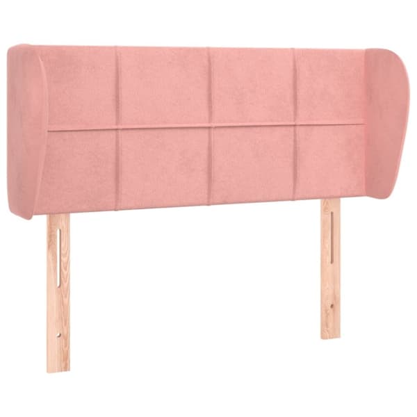 vidaXL sengegavl med kanter 93x23x78/88 cm fløjl lyserød