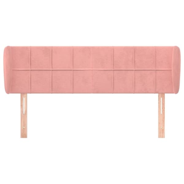 vidaXL sengegavl med kanter 147x23x78/88 cm fløjl lyserød