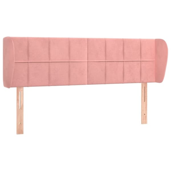vidaXL sengegavl med kanter 147x23x78/88 cm fløjl lyserød