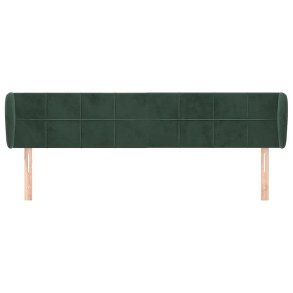 vidaXL sengegavl med kanter 163x23x78/88 cm fløjl mørkegrøn