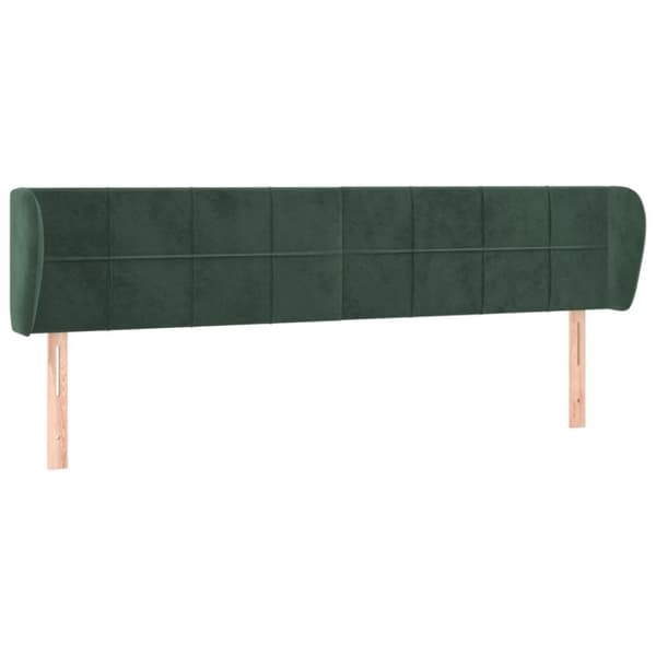 vidaXL sengegavl med kanter 163x23x78/88 cm fløjl mørkegrøn