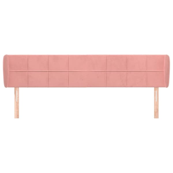 vidaXL sengegavl med kanter 163x23x78/88 cm fløjl lyserød