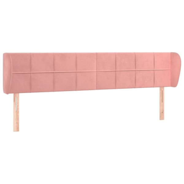 vidaXL sengegavl med kanter 163x23x78/88 cm fløjl lyserød