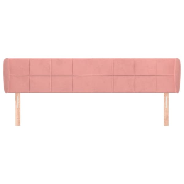 vidaXL sengegavl med kanter 183x23x78/88 cm fløjl lyserød