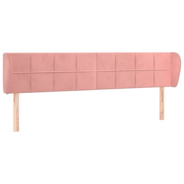 vidaXL sengegavl med kanter 183x23x78/88 cm fløjl lyserød