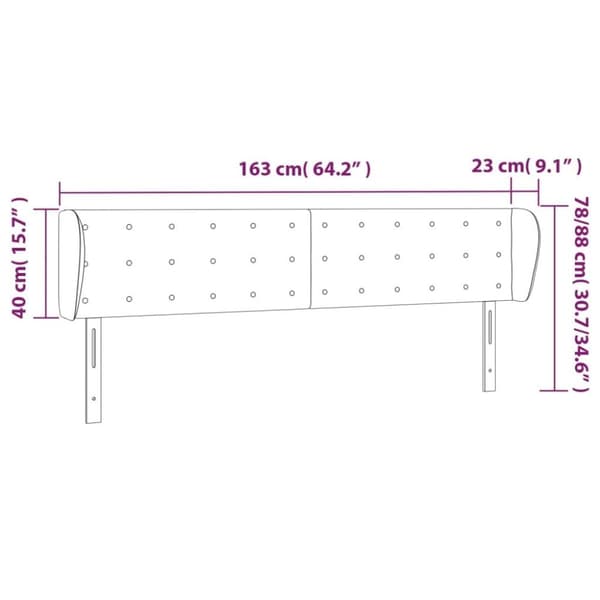 vidaXL sengegavl med kanter 163x23x78/88 cm kunstlæder hvid