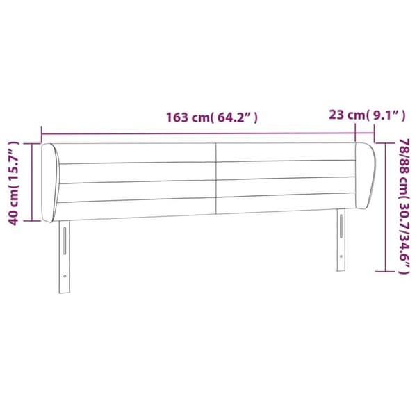 vidaXL sengegavl med kanter 163x23x78/88 cm stof gråbrun