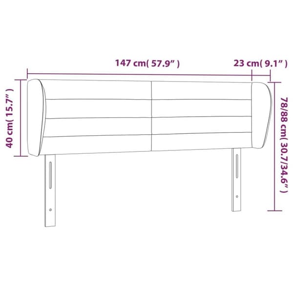 vidaXL sengegavl med kanter 147x23x78/88 cm stof gråbrun