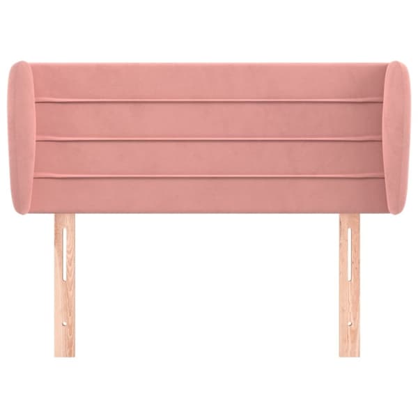 vidaXL sengegavl med kanter 103x23x78/88 cm fløjl lyserød