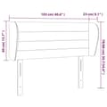 Miniatyrbillede 9 af 9: vidaXL sengegavl med kanter 103x23x78/88 cm fløjl lyserød