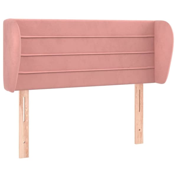 vidaXL sengegavl med kanter 103x23x78/88 cm fløjl lyserød