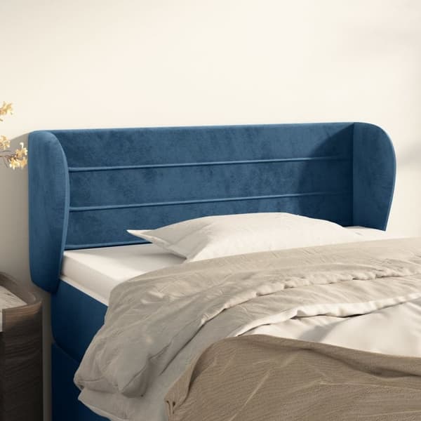 vidaXL sengegavl med kanter 103x23x78/88 cm fløjl mørkeblå