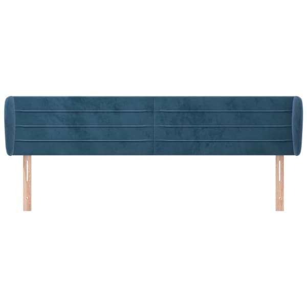 vidaXL sengegavl med kanter 163x23x78/88 cm fløjl mørkeblå