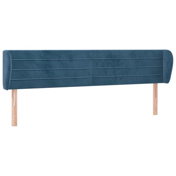 vidaXL sengegavl med kanter 163x23x78/88 cm fløjl mørkeblå