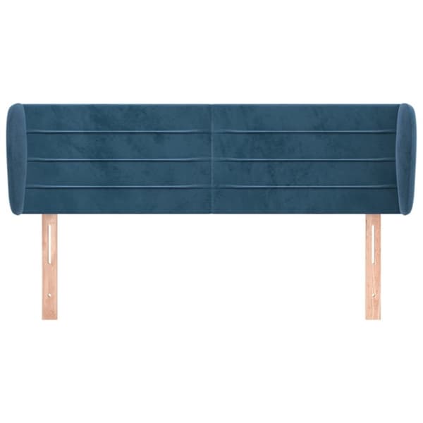 vidaXL sengegavl med kanter 147x23x78/88 cm fløjl mørkeblå