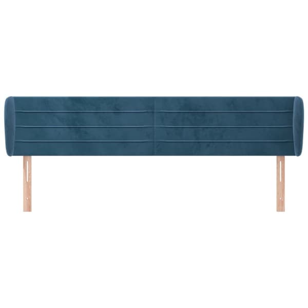 vidaXL sengegavl med kanter 203x23x78/88 cm fløjl mørkeblå