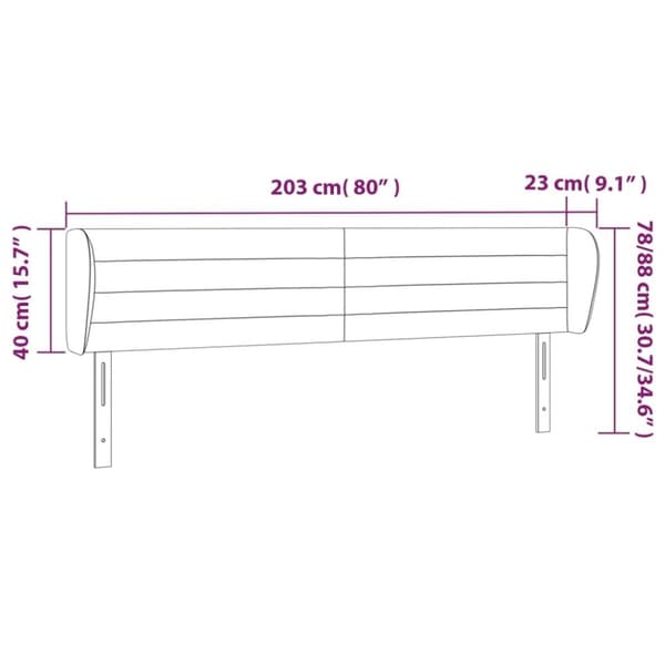 vidaXL sengegavl med kanter 203x23x78/88 cm fløjl mørkeblå