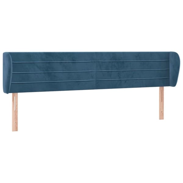 vidaXL sengegavl med kanter 203x23x78/88 cm fløjl mørkeblå