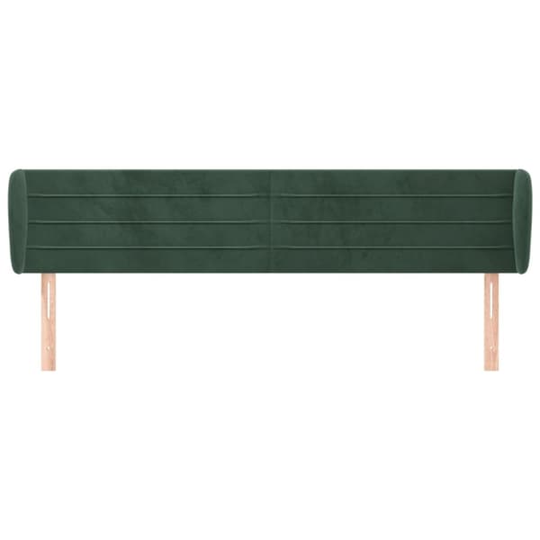 vidaXL sengegavl med kanter 203x23x78/88 cm fløjl mørkegrøn