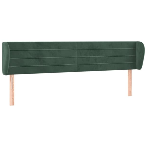 vidaXL sengegavl med kanter 203x23x78/88 cm fløjl mørkegrøn