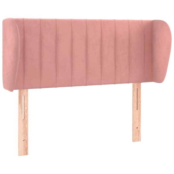 vidaXL sengegavl med kanter 103x23x78/88 cm fløjl lyserød