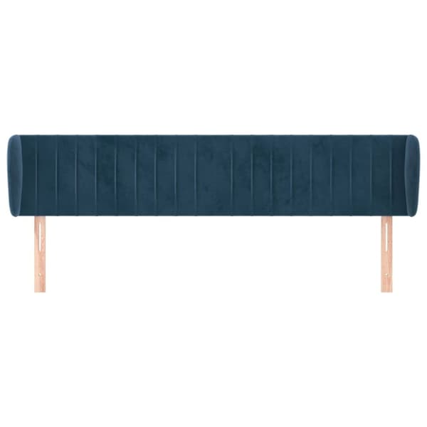 vidaXL sengegavl med kanter 183x23x78/88 cm fløjl mørkeblå