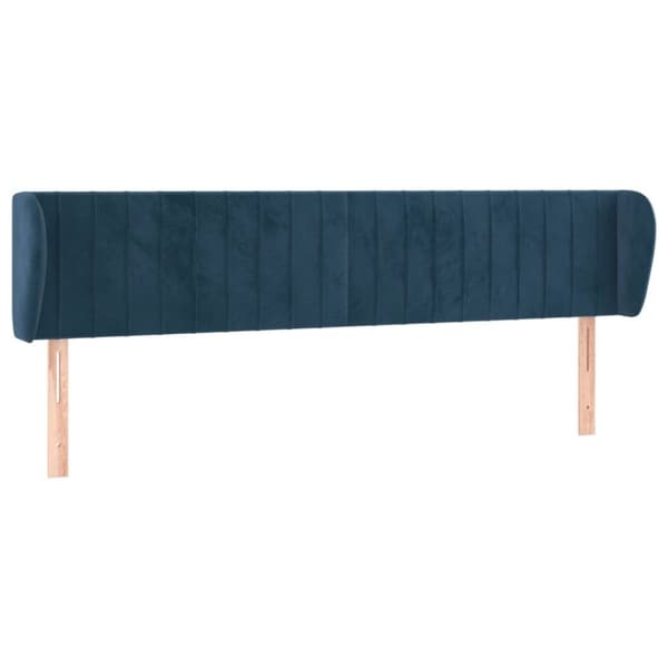 vidaXL sengegavl med kanter 183x23x78/88 cm fløjl mørkeblå