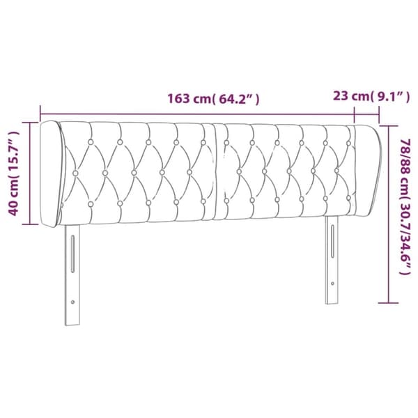 vidaXL sengegavl med kanter 163x23x78/88 cm stof sort