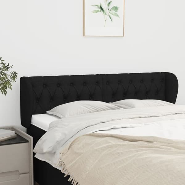 vidaXL sengegavl med kanter 163x23x78/88 cm stof sort