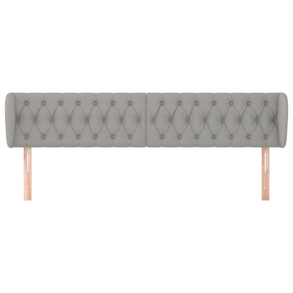 vidaXL sengegavl med kanter 183x23x78/88cm stof lysegrå