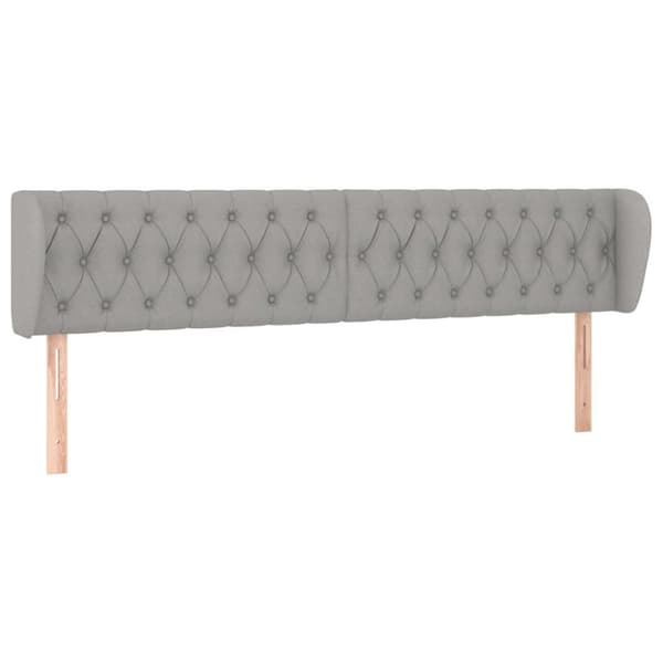 vidaXL sengegavl med kanter 183x23x78/88cm stof lysegrå