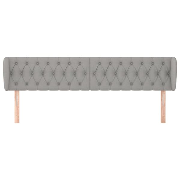 vidaXL sengegavl med kanter 203x23x78/88cm stof lysegrå