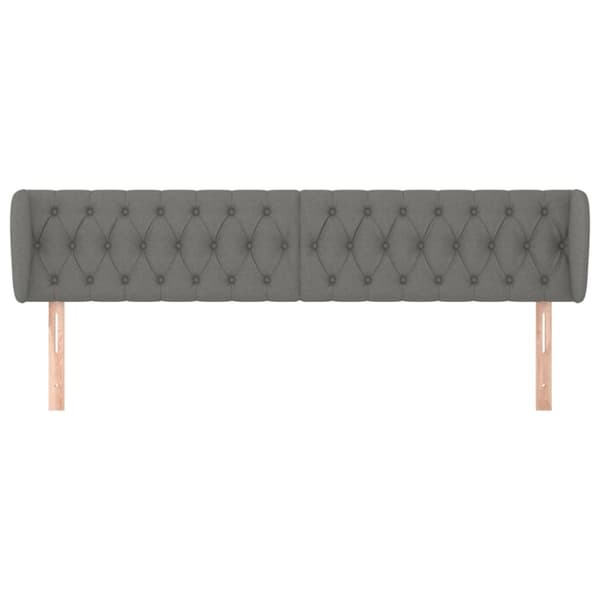 vidaXL sengegavl med kanter 203x23x78/88 cm stof mørkegrå