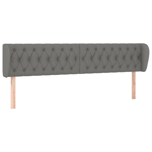 vidaXL sengegavl med kanter 203x23x78/88 cm stof mørkegrå