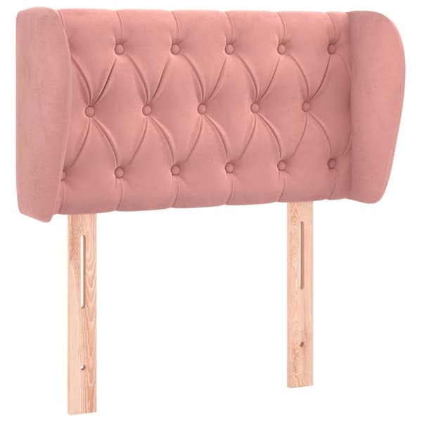 vidaXL sengegavl med kanter 83x23x78/88 cm fløjl lyserød