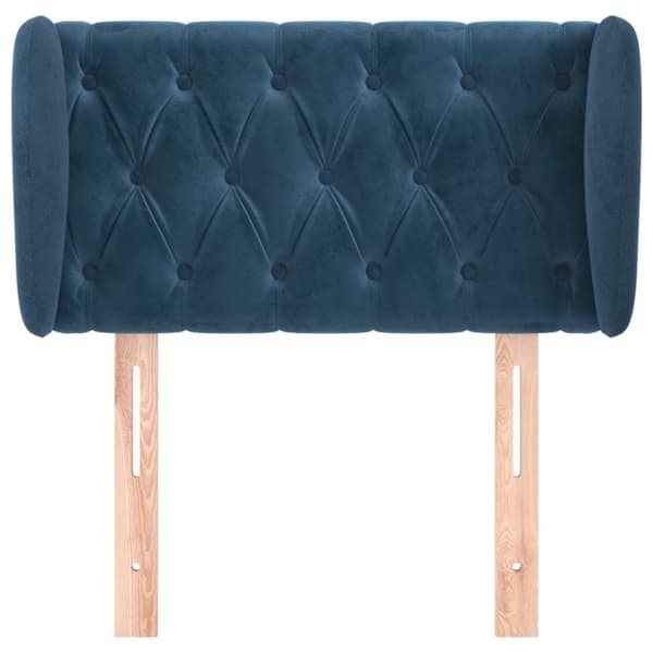 vidaXL sengegavl med kanter 83x23x78/88 cm fløjl mørkeblå