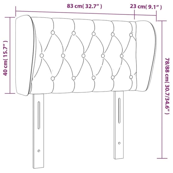vidaXL sengegavl med kanter 83x23x78/88 cm fløjl mørkeblå