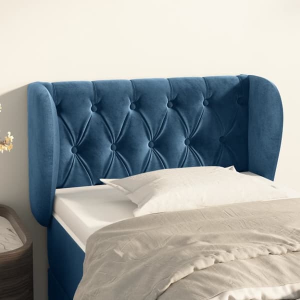 vidaXL sengegavl med kanter 83x23x78/88 cm fløjl mørkeblå