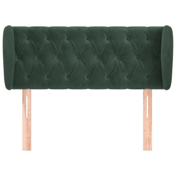 vidaXL sengegavl med kanter 93x23x78/88 cm fløjl mørkegrøn