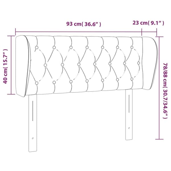 vidaXL sengegavl med kanter 93x23x78/88 cm fløjl mørkegrøn