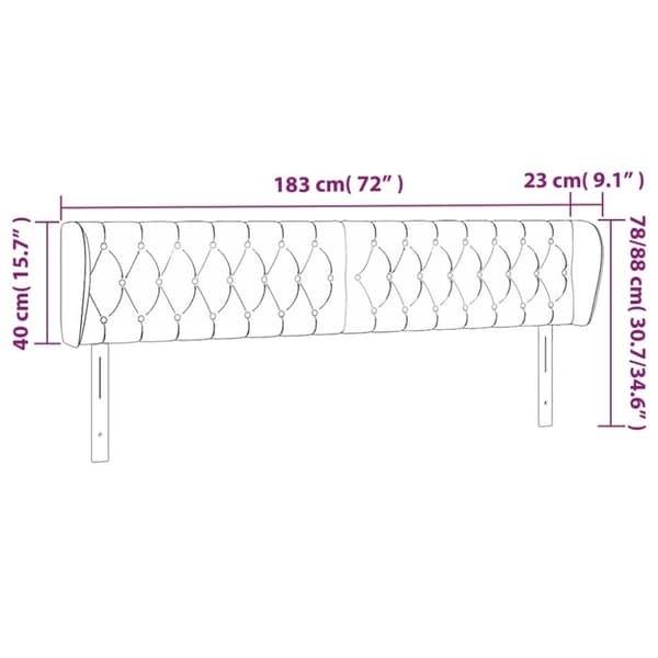 vidaXL sengegavl med kanter 183x23x78/88 cm fløjl mørkegrøn