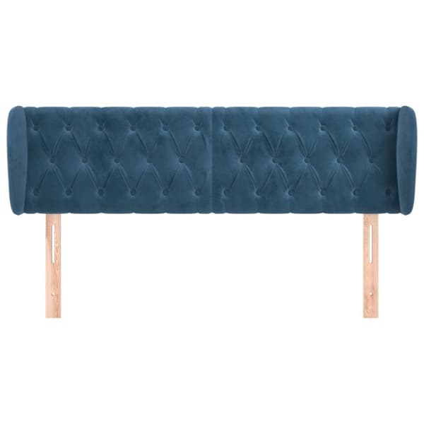 vidaXL sengegavl med kanter 163x23x78/88 cm fløjl mørkeblå